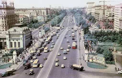 Москва. Ленинградский проспект (вид сверху). 1950-е