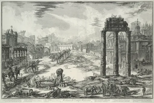 Джованни Баттиста Пиранези, «Римский Форум, так называемый Кампо Ваччино», лист из серии «Виды Рима», 1772